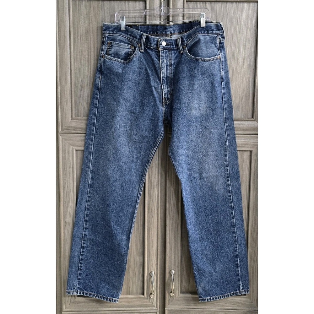 Levi's Jeans Mens 38x32 Dark Blue 505 Regular Fit Straight Classic Denim Pants